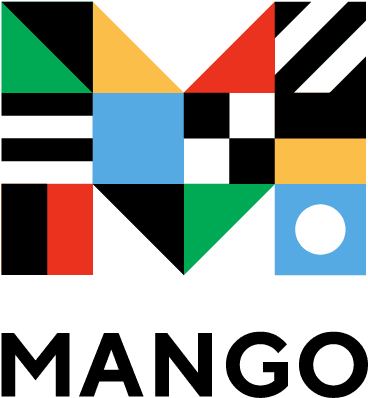 Mango Logo: The letter "M" made up of various shapes and colors. The word "Mango" is und