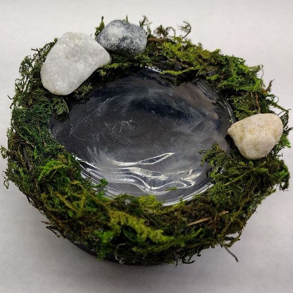 Photo of small jar decorated like a pond