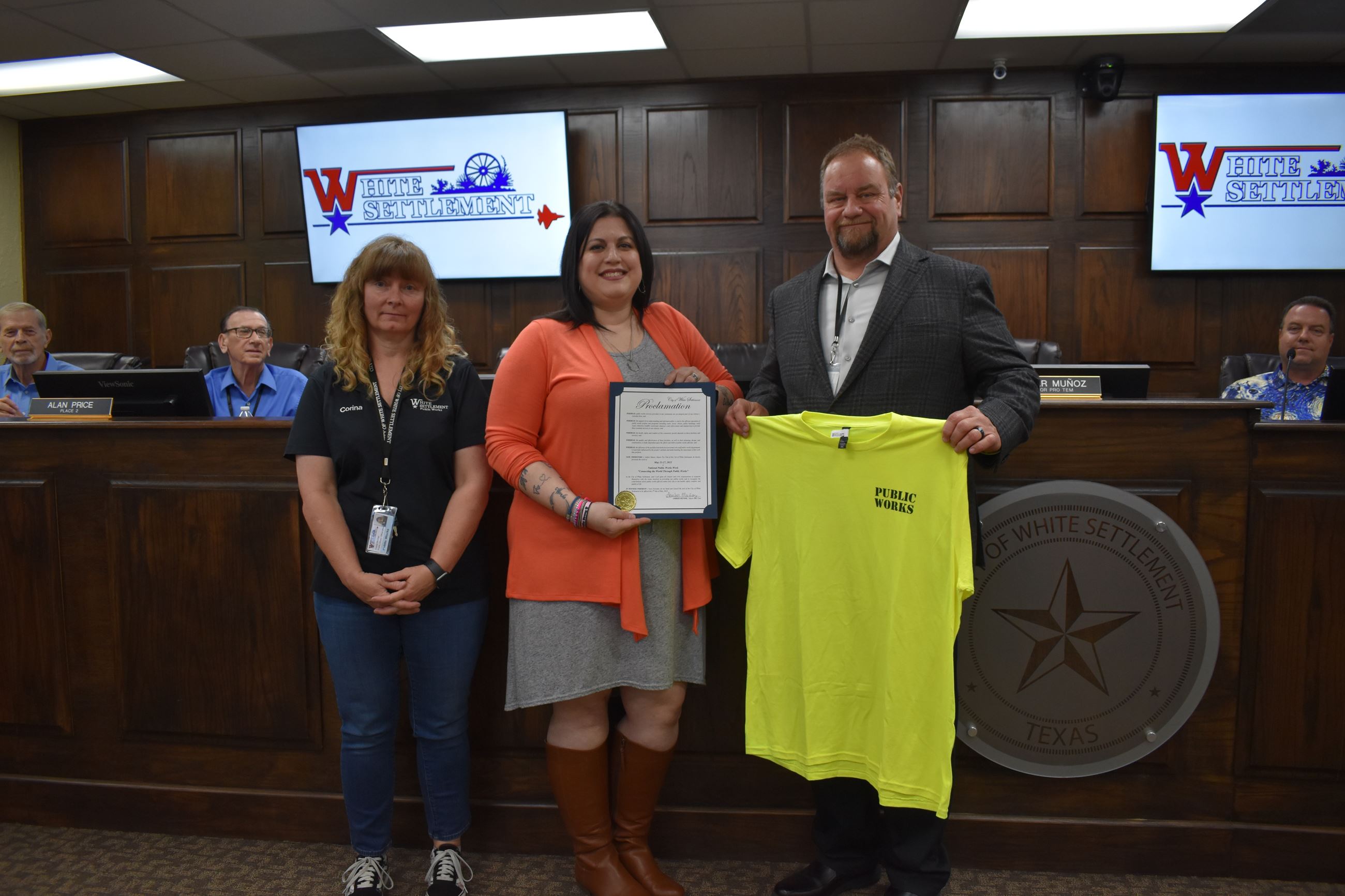 a proclamation is given at the city council meeting
