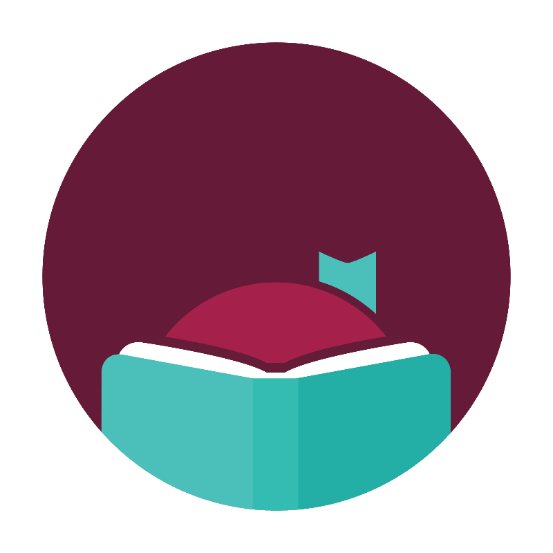 Libby Logo stylized graphic of a figure reading a book on circular logo