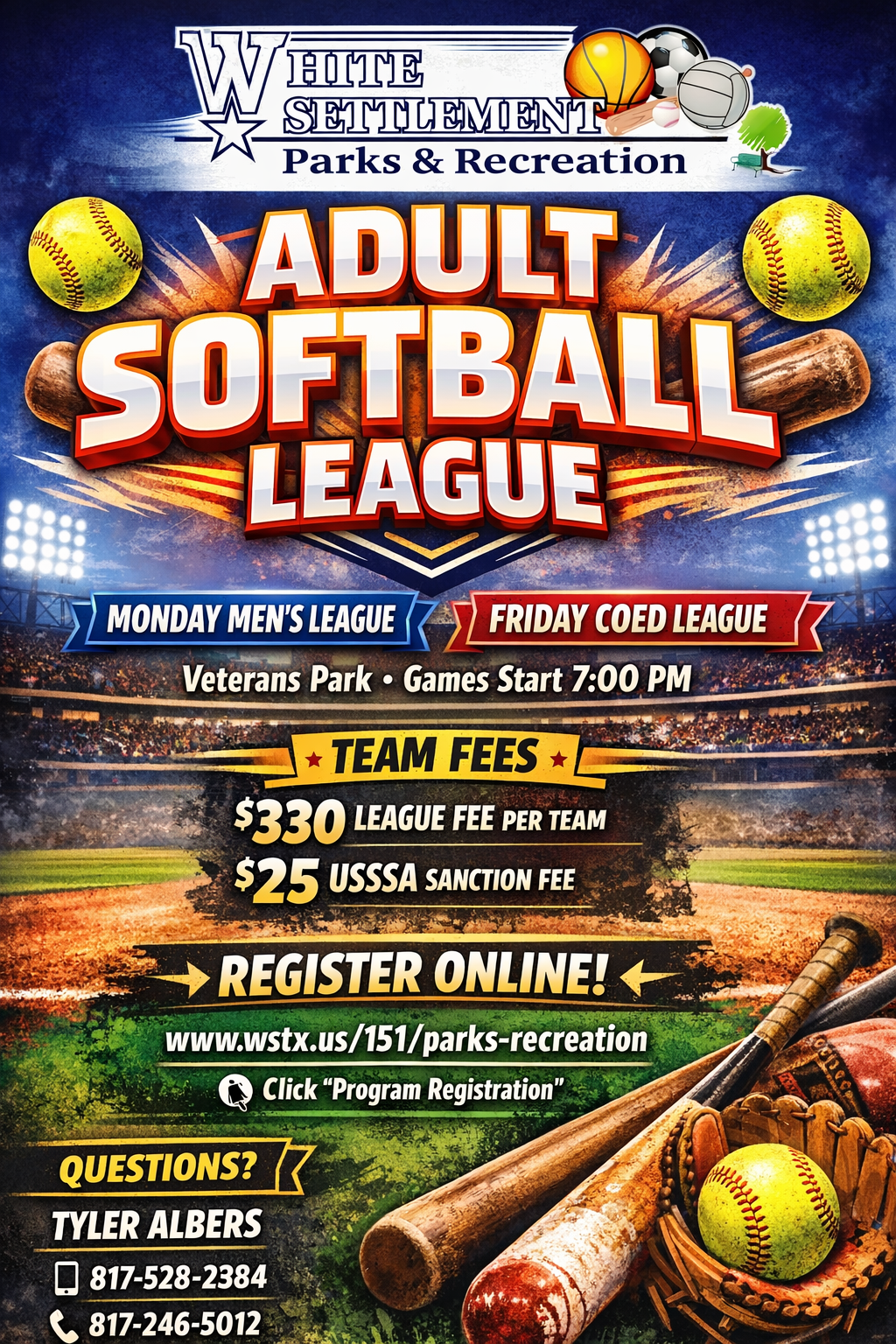 2026 Adult League Softball Flyer