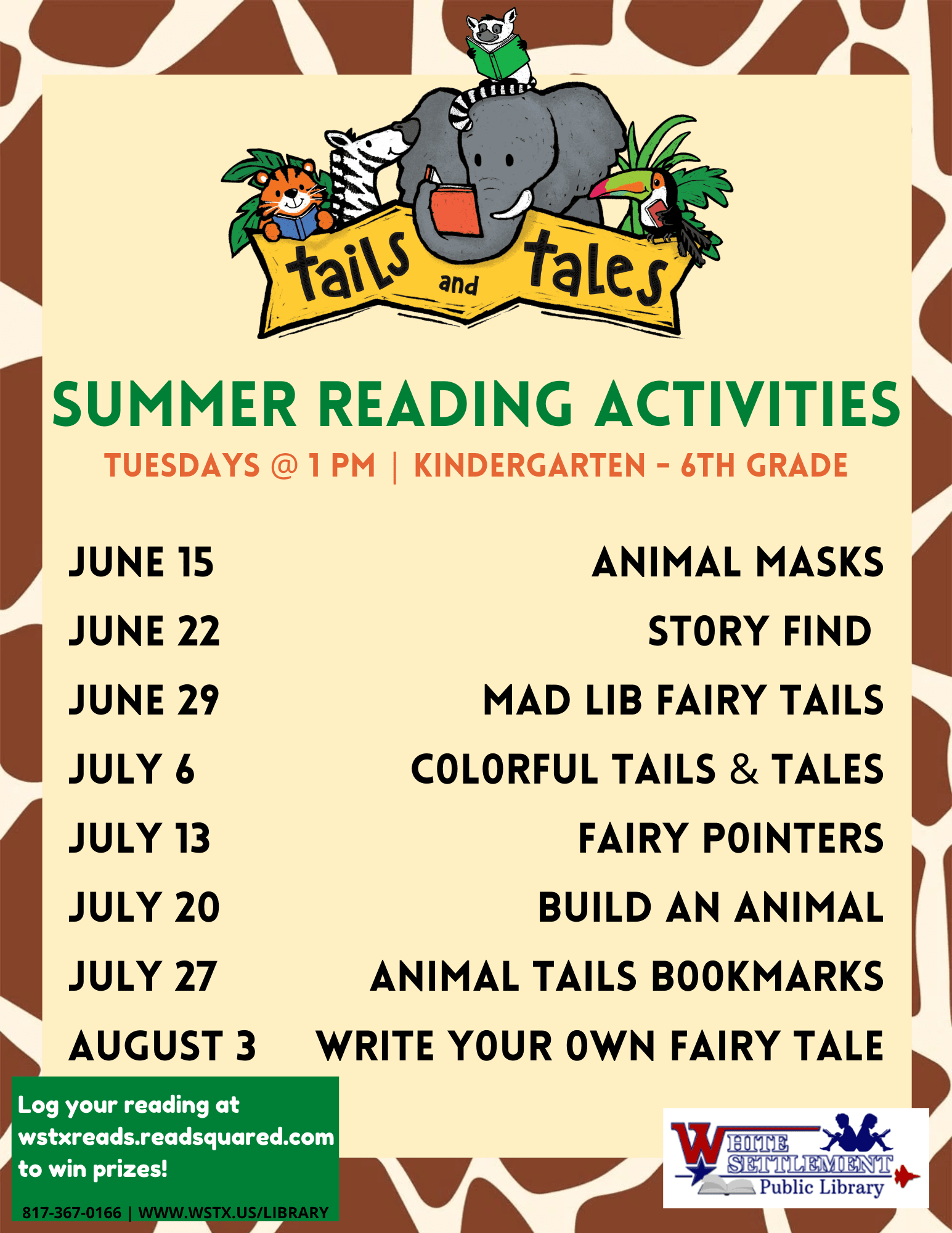 summer reading activities thursdays 1 pm