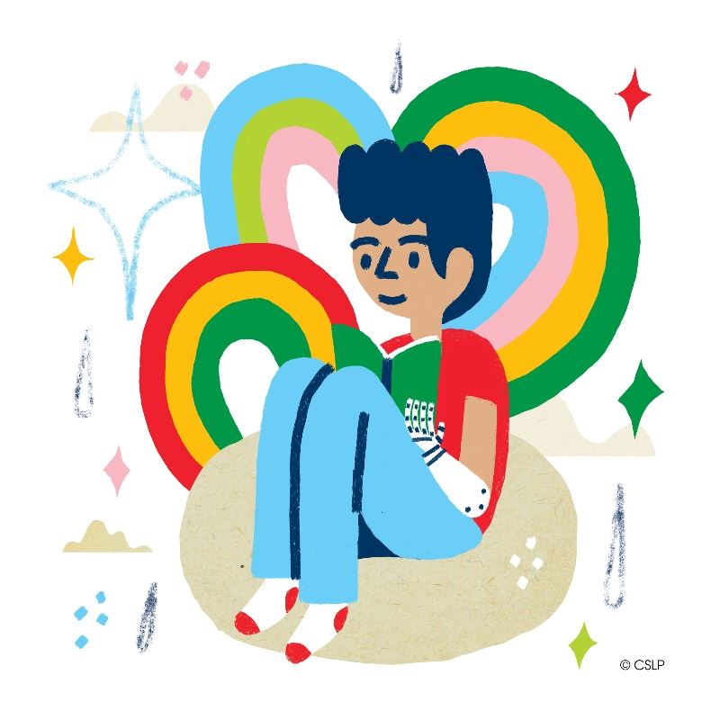 Drawing of child reading