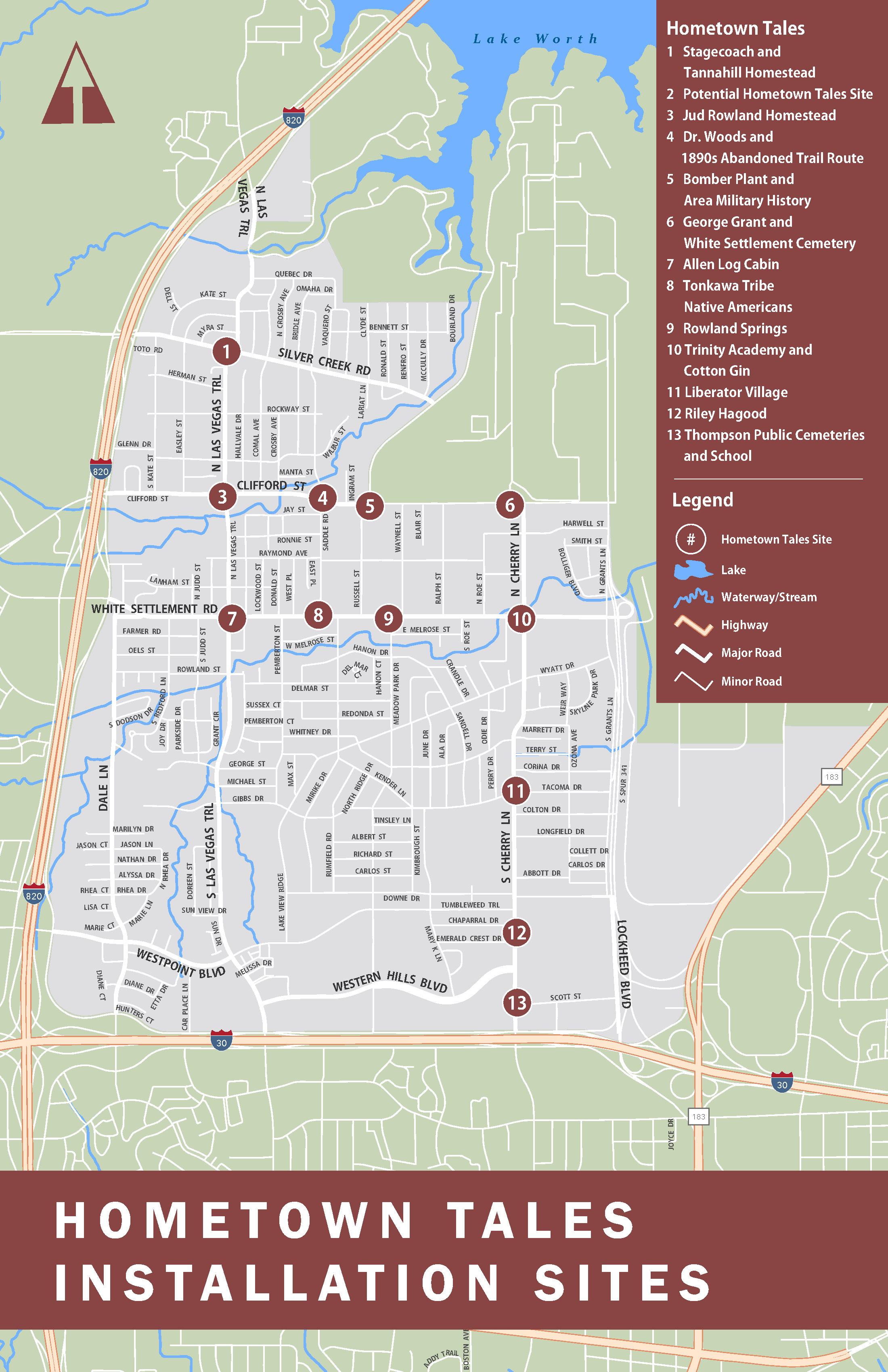 a map showing hometown tales art installation locations